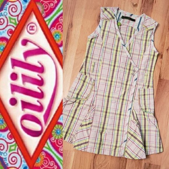 NWT Oilily Plaid Zip Up Pirates Jumper Dress - Picture 2 of 8